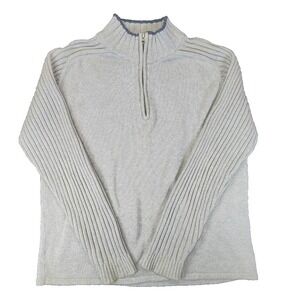 Steve & Barry's Sweater Mens XL Gray 1/4 Zip Pullover Cotton Ribbed Mock Neck